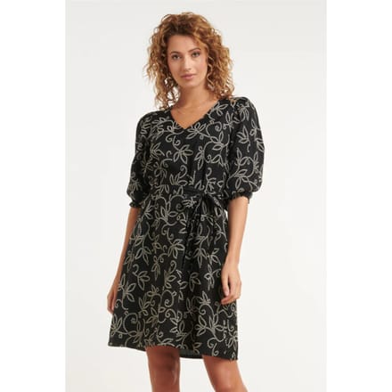 Smashed Lemon Elegante jurk met verfijnde bloem print en tailleceintuur |