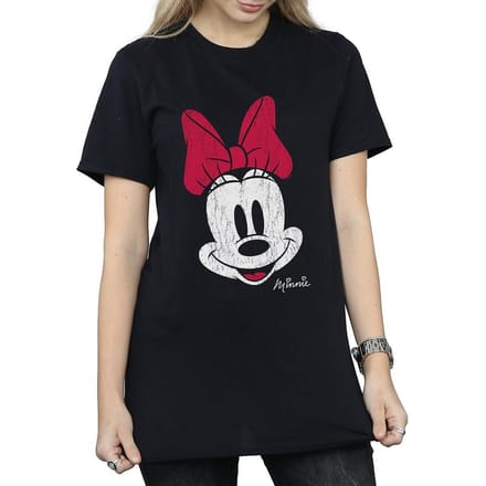 Disney Dames/Dames Mickey Mouse Distressed Katoenen Vriendje T-shirt (Zwart)