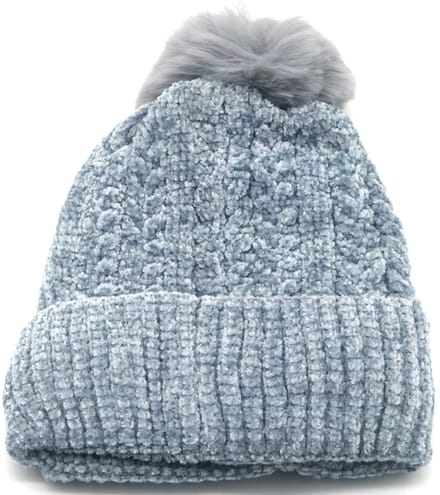 Gebreide beanie met pompon - grijs - onze size
