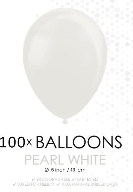 100 Kleine ballonnen parel wit.