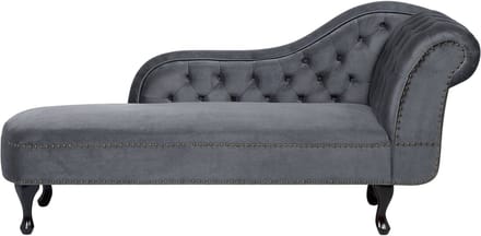 BELIANI NIMES - Chaise longue - Grijs - Rechterzijde - Fluweel