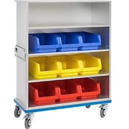 Kastwagen GMÖHLING G®-Cup light, open voorkant, tot 300 kg, 4 etages, volume ca. 850 l