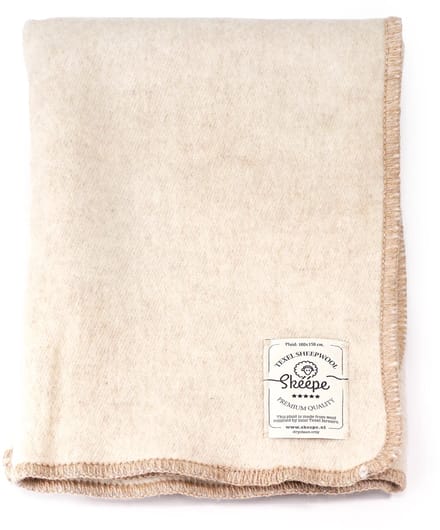 Licht beige wollen plaid 100x150 – dekentje van Texelse wol – duurzaam & zacht – Skéépe