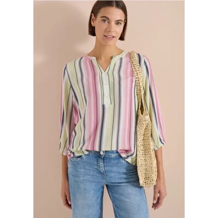Blouse met 3/4 mouwen en meerkleurige strepen