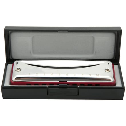 Harmonica Blues en Acier Inoxydable 10 Trous Tonalité de Mib pour Débutants et ProfessionnelsRouge