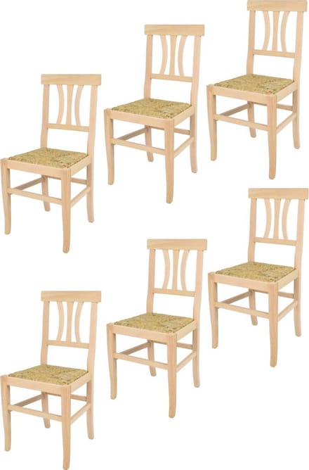 Tommychairs Artemisia - Eetkamerstoelen - Set van 6 - Naturel - Rotan & Hout