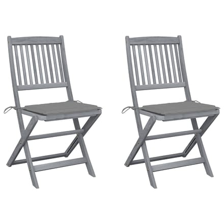 vidaXL - Set - van - 2 - klapstoelen - met - kussens, - gemaakt - van - massief - acaciahout.