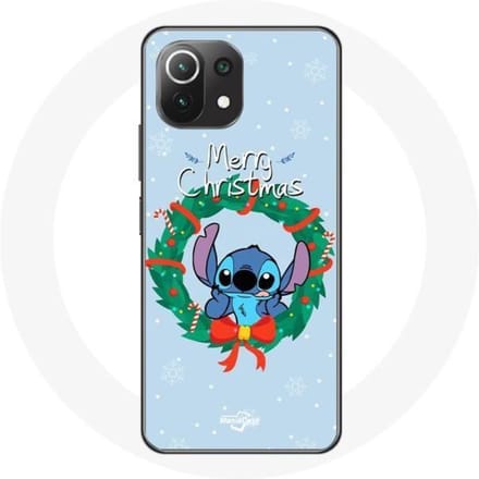 Coque pour Xiaomi Mi 11 Lite Stitch neige joyeux Noël bleu