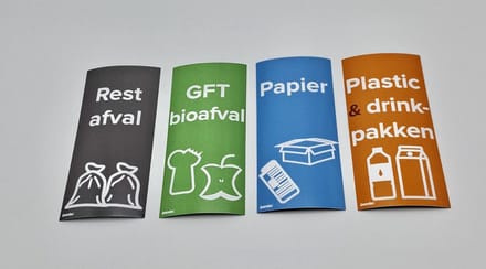 Magneten voor afval scheiding / recycling - met tekst en afbeelding - 15 bij 7 cm - set van 4 stuks