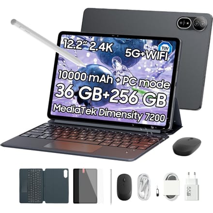Blackview MEGA 12 - Tablet - Gaming Tablet - Android 16 - 12.2 inch - 36GB RAM - 256GB ROM - 5G Tablet - 10000mAh - Grijs