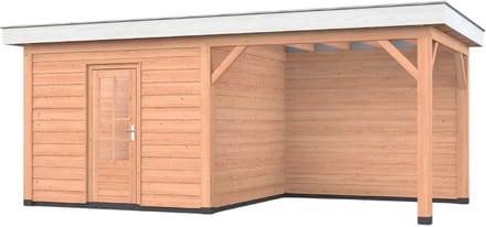 Douglas overkapping, 600 x 300, met schuur en achterwand, Westwood Holland Basic
