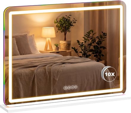 HOMCOM LED make-upspiegel - Glas, metaal - 80 x 20 x 60 cm - Wit
