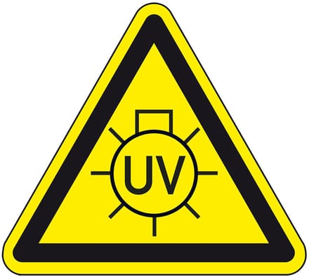 Waarschuwingsticker UV licht 150 mm