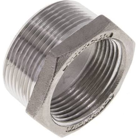 1 1/2'' NPT x 1 1/4'' NPT M/F RVS Verloopring 16 Bar
