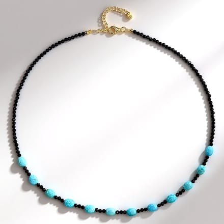 Turkoois-Spinel Verguld Zilveren Ketting