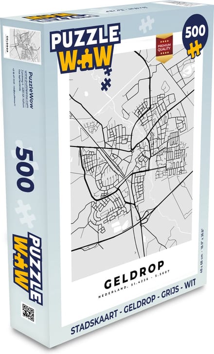 Puzzel Stadskaart - Geldrop - Grijs - Wit - Legpuzzel - Puzzel 500 stukjes - Plattegrond