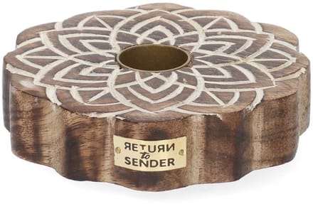 Return to Sender Kandelaar - Ø9,5 cm - H3 cm - Mangohout Bloemmotief