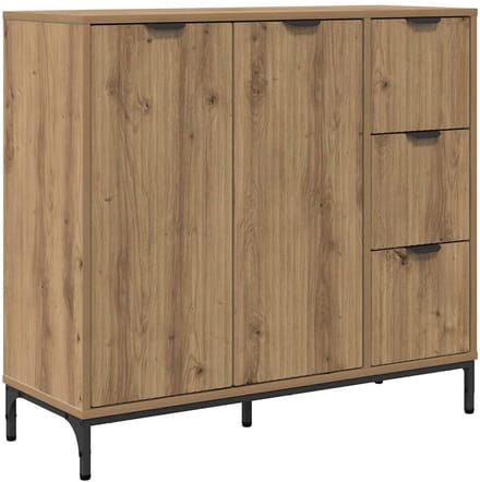 vidaXL - Dressoir - Artisan - Eiken - 89,5 - x - 33 - x - 82 - cm - Bewerkt - hout