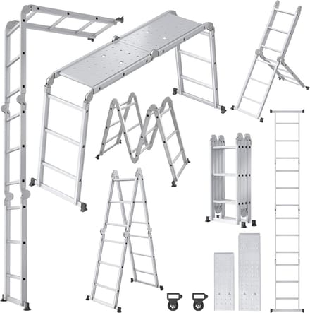 6-in-1 Inklapbare Aluminium Steiger en Werkladder tot 3,4 meter