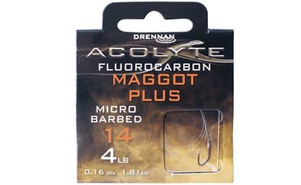 Drennan Onderlijnen Acolyte Fluorocarbon Maggot Plus Micro Barbed (30 cm) - Maat : Haak 18 - 0.12mm