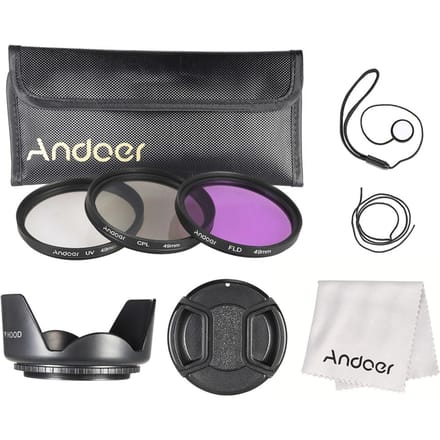 49MM UV,CPL,FLD filterkit + dop / zonnekap voor Nikon Canon Pentax DSLR 55 mm gray