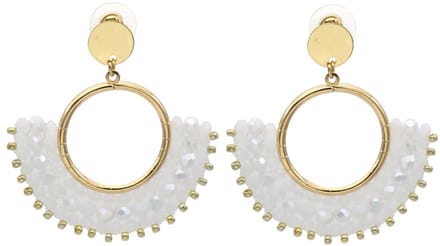 Oorbellen met glaskralen – wit – 5x4,5 cm