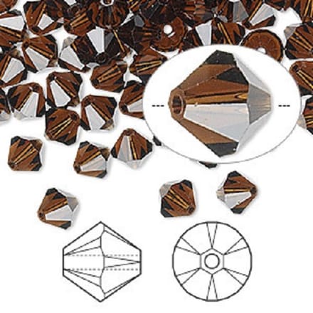 Swarovski Elements, 36 stuks Xilion Bicone kralen (5328), 6mm, mocca