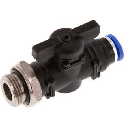 8 mm - G3/8'' Kunststof/Messing rechte 2-Weg Kogelkraan