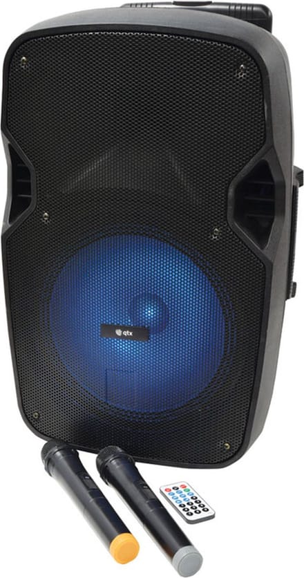 QTX PAL15 mobiele bluetooth luidspreker met 2 draadloze microfoons