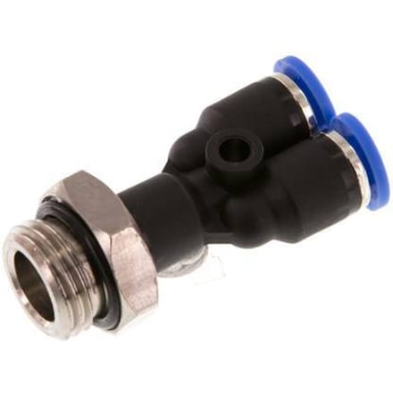 4mm x G1/4'' Y-koppeling Messing/PA 66 Insteekfitting Buitendraad Draaibaar NBR [2 Stuks]