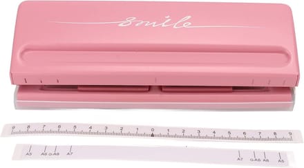 Papierperforator 6-gaats - Verstelbare ponsmachine - Briefpapier inbinden - Verstelbare gatafstand - 6 vellen capaciteit - Roze