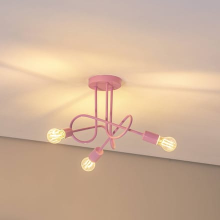 HELAM Oxford plafondlamp, lichtroze, Ø 44 cm, metaal, 3-lamps
