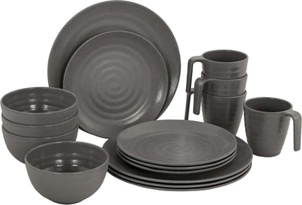 Bo-Camp - Servies - Stone - 16 Stuks - Grijs
