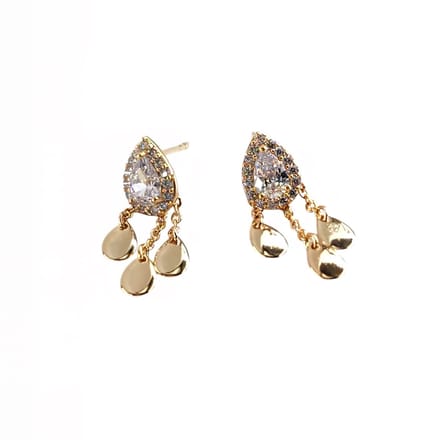 Gold Rose Drop Dangle Minimal Earrings Gold 18K