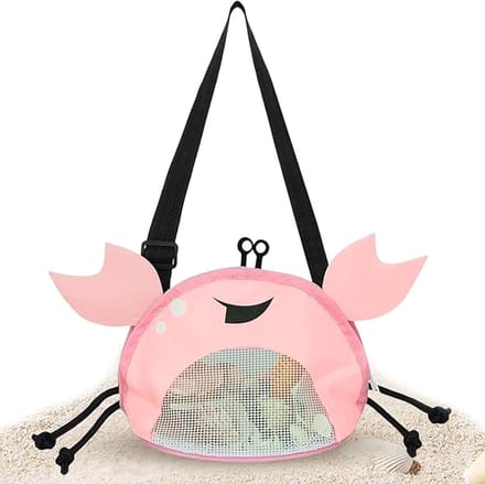 Strandtas voor Kinderen - Schelpjesmand voor Strandspullen en Speelgoed - Verstelbare Schouderband - Roze