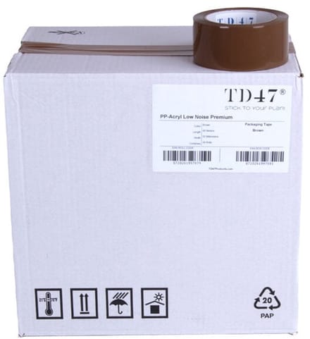 TD47 Verpakkingstape PP low noise Premium 48mm x 66m Bruin (Doos 36 Rollen)