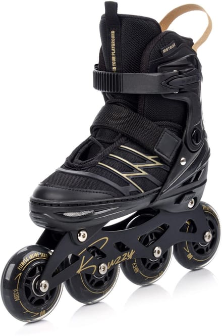 Meteor - Inlineskates Buzzy - Maat 34-38 - Zwart/Goud - Verstelbaar - ABEC-9 - Met rem