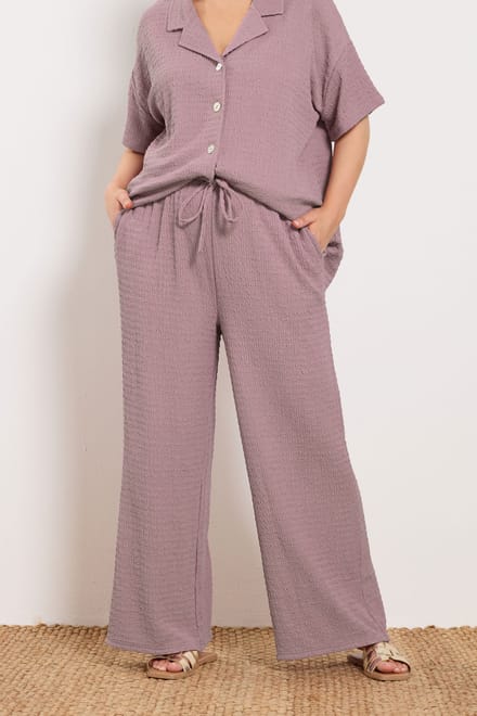 Yours Roze Getextureerde Broek Met Wijde Pijpen Size 44