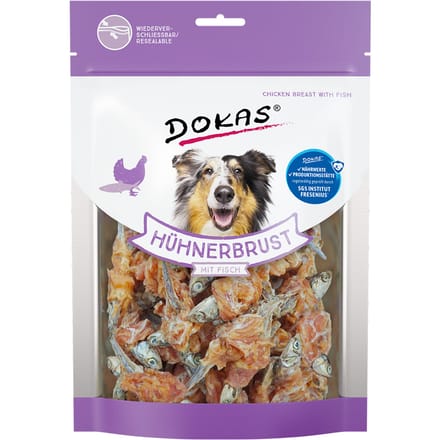 3x220g Kauwsnack Kippenborst met Vis Dokas Hondensnacks