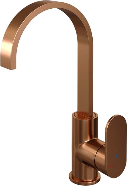 Brauer Copper Edition Wastafelmengkraan opbouw - hoog - draaibaar - platte uitloop - model C - PVD - geborsteld koper