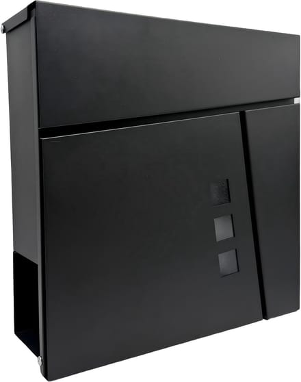 Brievenbus met slot - 37,5x37x10,5 cm - krantenvak - metaal - zwart