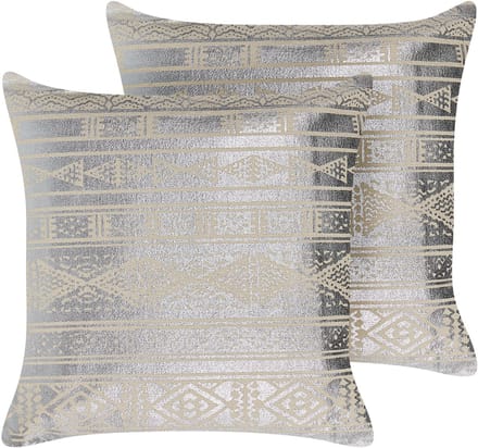 OUJDA - Sierkussen set van 2 - Zilver - 50 x 50 cm - Katoen