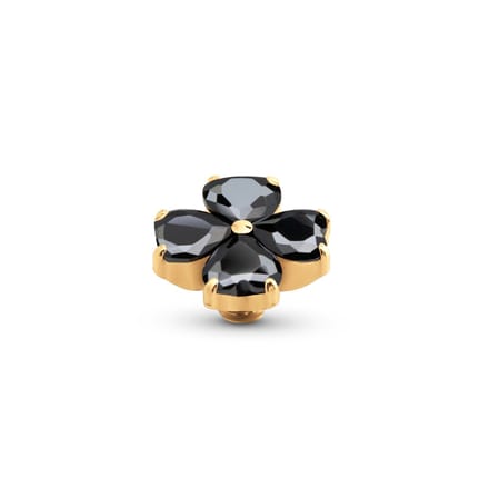 Melano Twisted Heart Clover Steentje Black | Goud