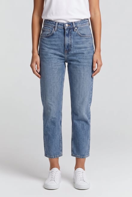 ARKET Jade Cropped Stretch Blue Maat: W26 | Straight Broeken Outlet | Dames | Blauw