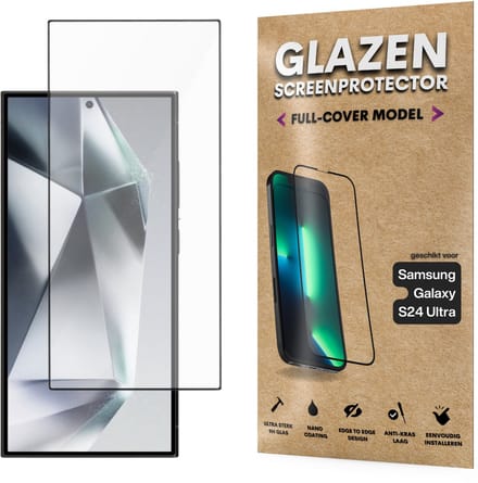 Screenprotector - Geschikt voor Samsung Galaxy S24 Ultra - Gehard Glas - Full Cover Tempered Glass - Case Friendly