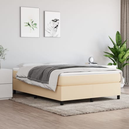 vidaXL - Boxspring - bed - stof - crèmekleurig - 140x200 - cm