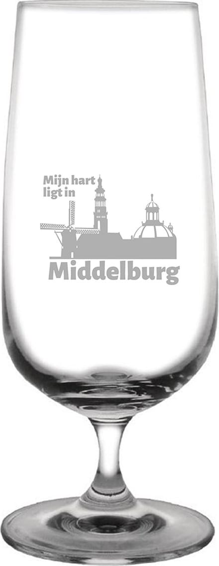 Gegraveerde bierglas op voet 41cl Middelburg