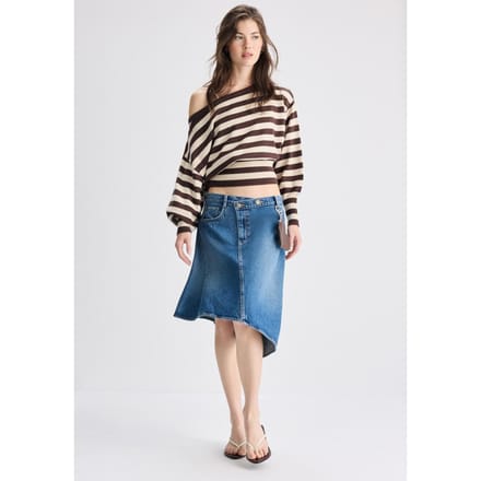 Stradivarius Asymmetrische trui met ribboord  Bruin M