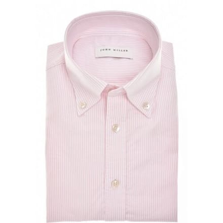 John Miller Overhemd Striped Slim Casual Organic Cotton Oxford Button-Down Roze / male