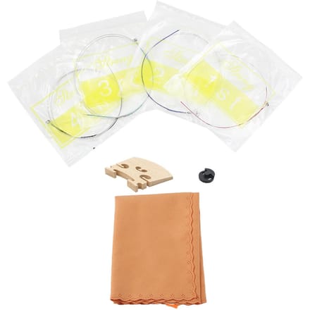4 in 1 Vioolsnaren Rubber Demper Esdoorn Houten Brug Reinigingsdoek Accessoires Kit beige